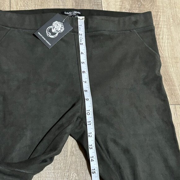 NWT DAVID LERNER Bergen Seamed Micro Suede Leggings Large Green - Picture 8 of 10